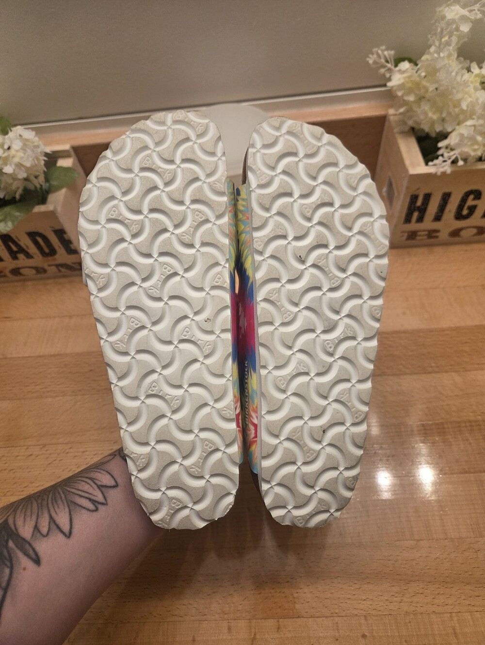 Birkenstock Arizona Slide Sandals "Tie Dye Multi" Birko-Flor Women's Size EU 37 - Picture 8 of 8